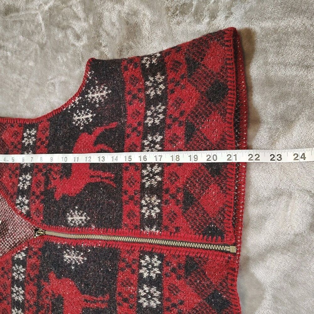 Coldwater Creek Wool Vest Size XL Cabincore Lodge Rustic Cozy Deer Fair Isle - Picture 3 of 7